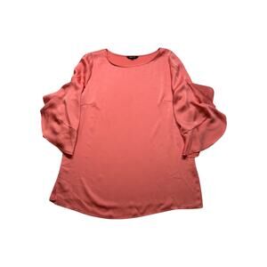 MISOOK‎ Peach Orange Crew Neck Detail 3/4 Sleeve Top Size Small (256)